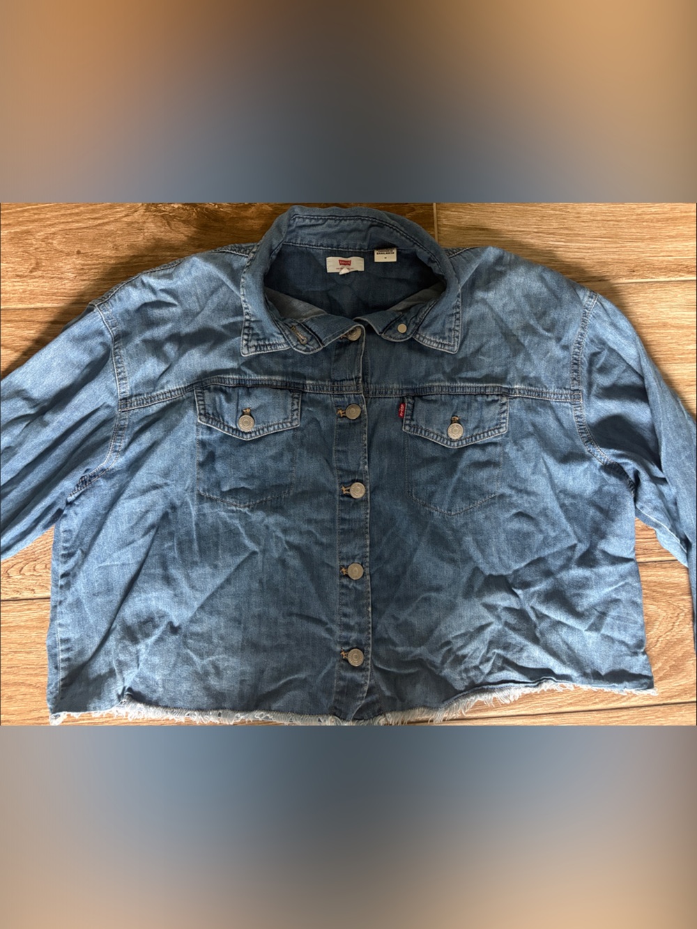 Levi's Kids Light Blue Denim Jacket with Frayed Hem